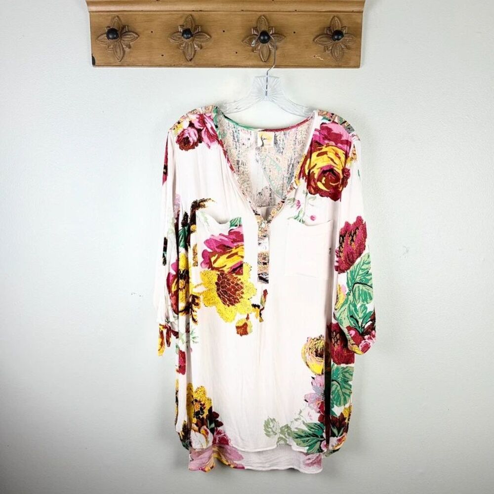 Fig and Flower Floral Boho Tunic Blouse 3X